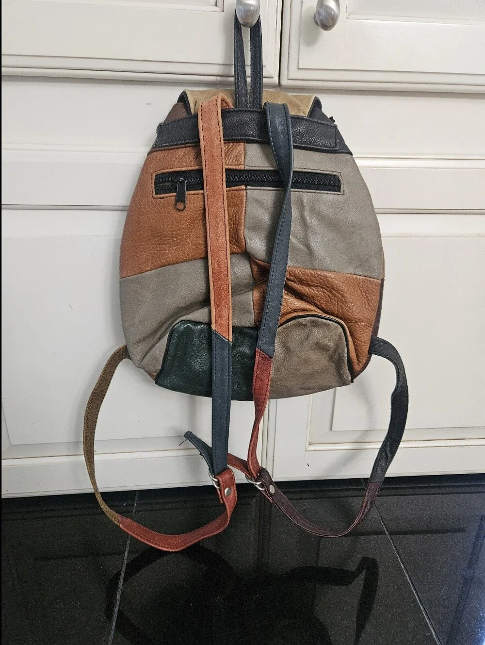 Multi-Color Patchwork Leather Mini Backpack